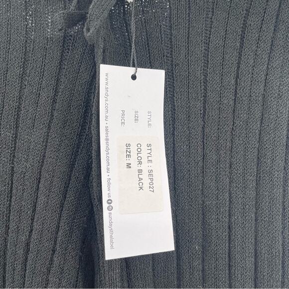SNDYS Everyday Lounge x Revolve Baha Ribbed Knit Wide Leg Pants Black Medium NWT - Picture 9 of 16